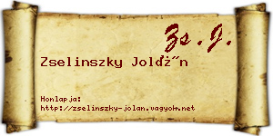 Zselinszky Jolán névjegykártya