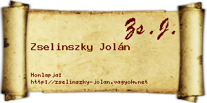Zselinszky Jolán névjegykártya